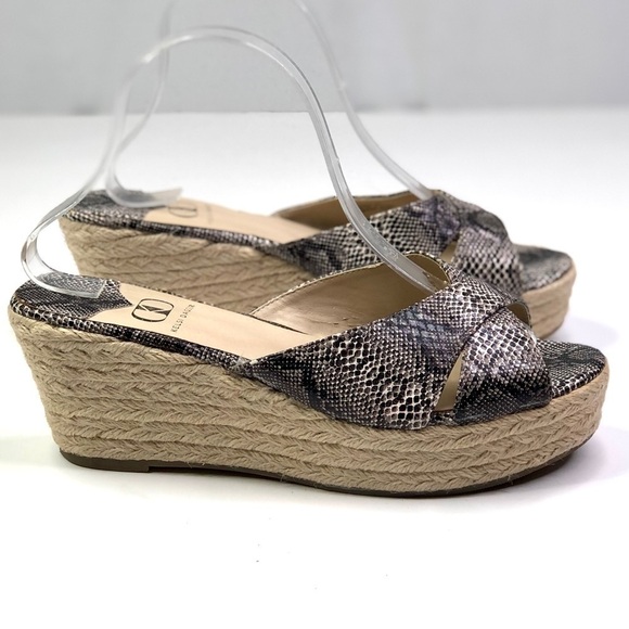 Kelsi Dagger wedge espedrilles slides snakeskin open toe 9 - Picture 2 of 13